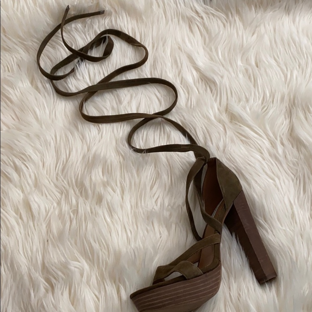 Steve Madden Laceit Olive Strappy Heels Sandal